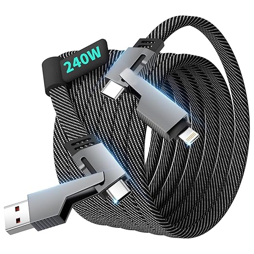 Travel Essentials 240W USB C Cable, 4 in 1 Charging Cable Fast Charging Cords by Jogrytece