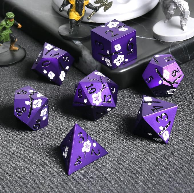 Matt Purple D&D Metal Dice, DNDND 7 PCS Heavy Metallic DND Dice Set - Image 4