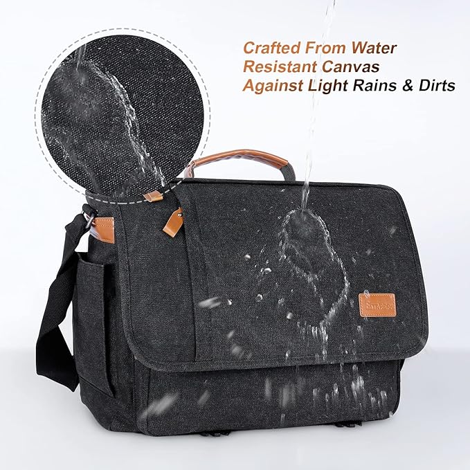 ESTARER Messenger Bag 17-17.3 Inch, Men's Computer Bag Water-resistant Canvas - Image 5