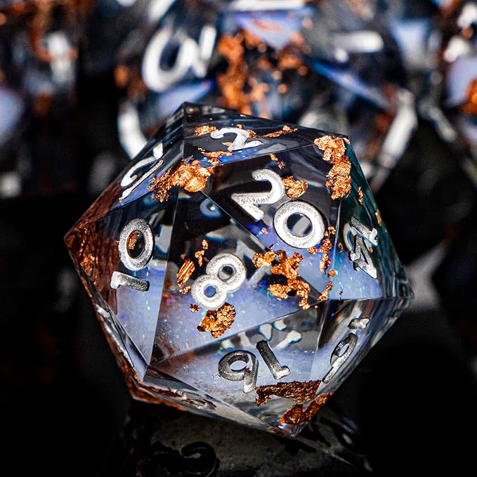 ARUOHHA Liquid Core DND Dice Set, RPG Silver Numbers Black Dungeons Polyhedral - Image 3