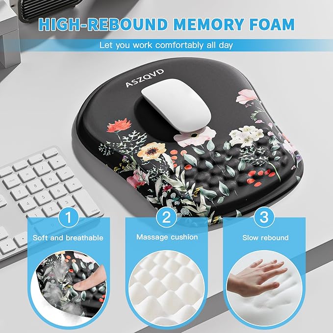 Mouse Pad with Wrist Rest, Ergonomic Mousepads with Wrist Support, Soft Lycra - Image 3