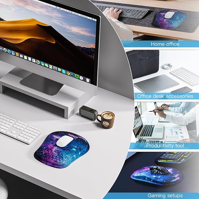 Mouse Pad with Wrist Rest, Ergonomic Mousepads with Wrist Support, Soft Lycra - Image 7