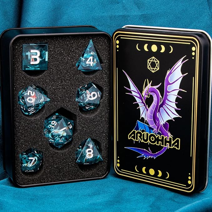 ARUOHHA Liquid Core DND Dice Set, Handmade RPG Koi Fish Dungeons Polyhedral - Image 7