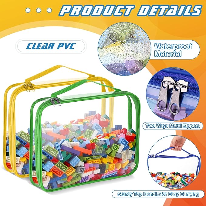 Sanwuta 6 Packs Toy Storage Bags, PVC Organizing Case Bags - Image 6