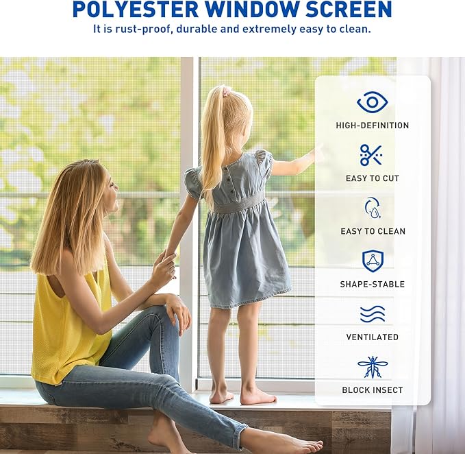 MAGZO Window Screen Replacement Mesh Roll, 37.4in × 16.4ft Upgraded 0.17mm WD - Image 7