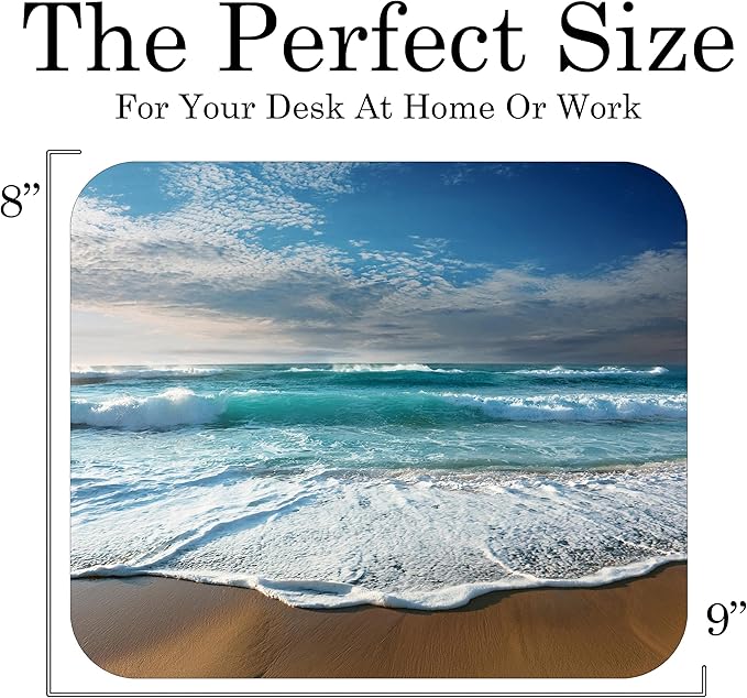 Coastal Shoreline Waves Sandy Beach Theme Mouse Pad Mat Mousepad - Image 3