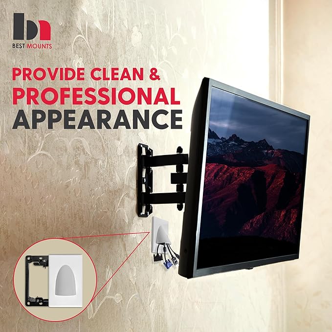 BestMounts - 1 Pack In Wall Cable Management 1-Gang Screw Less Low Voltage - Image 5