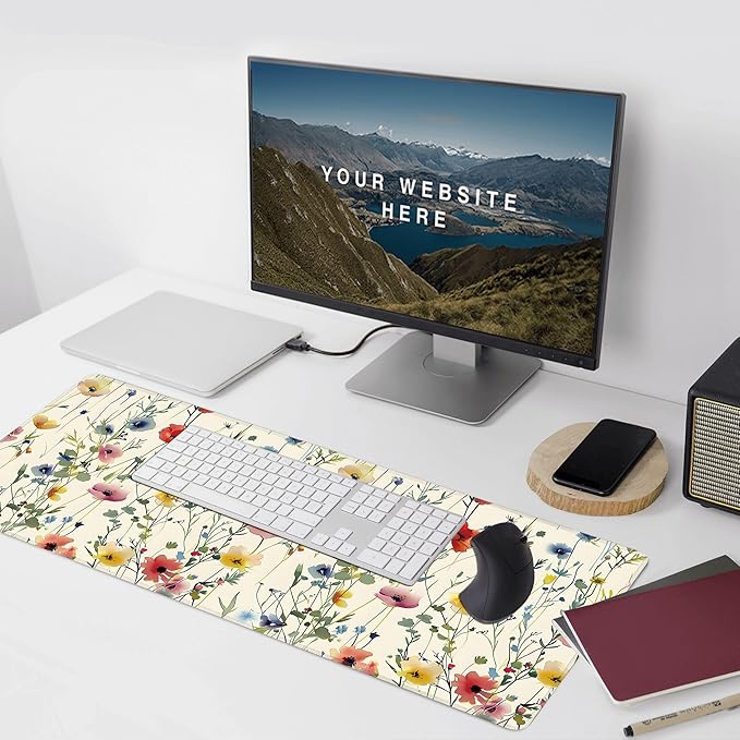 Wild Flowers Large Mouse Pad, Gaming Keyboard Desk Pad, Extended Mouse Mat - Image 6