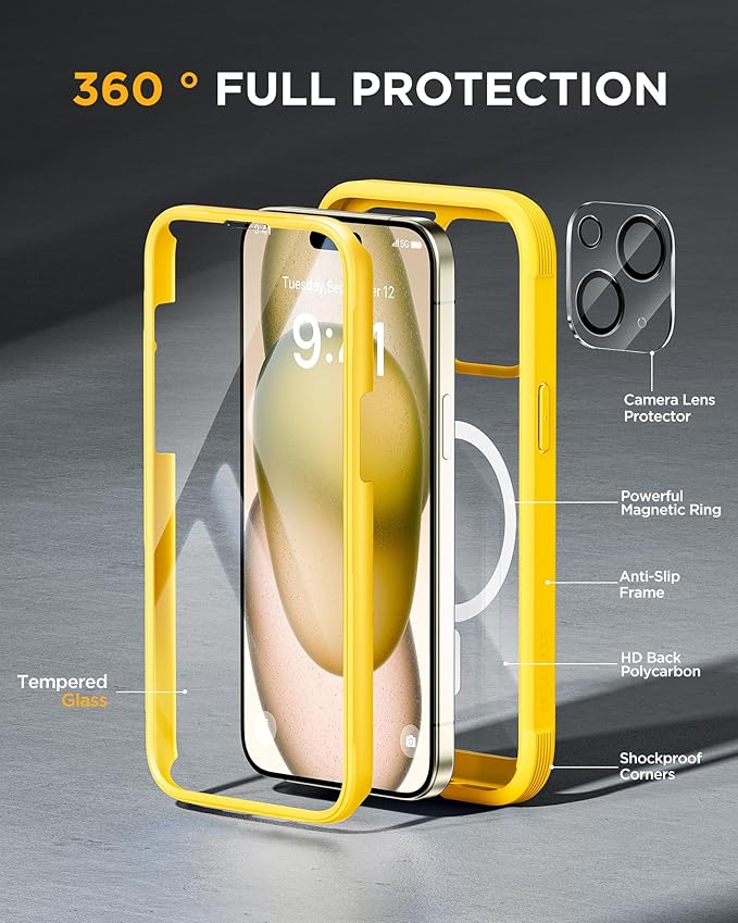 Miracase Glass Series for iPhone 15 Case Full-Body Magnetic Case - Image 2