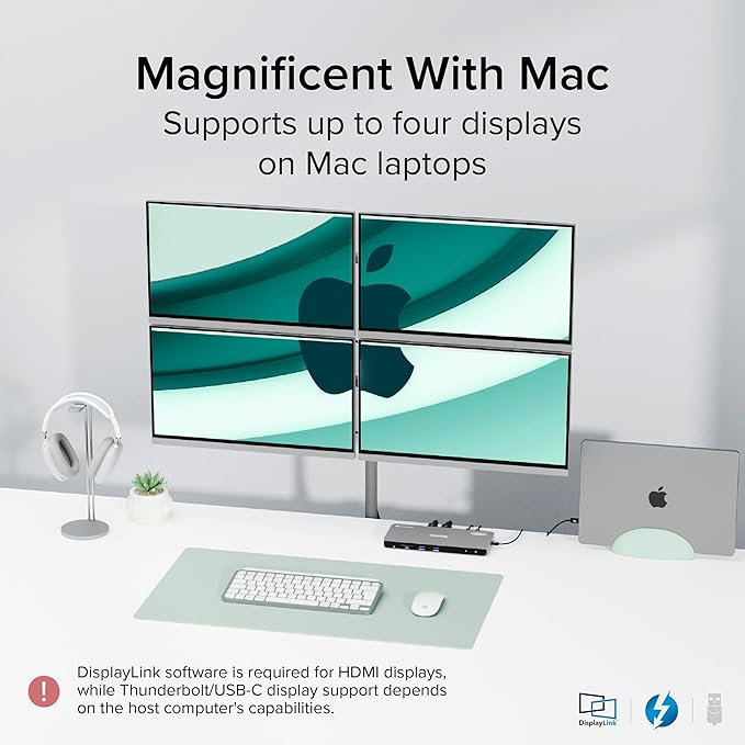 Plugable Thunderbolt 4 Dock for Quad Monitors 100W, Thunderbolt Docking Station - Image 3