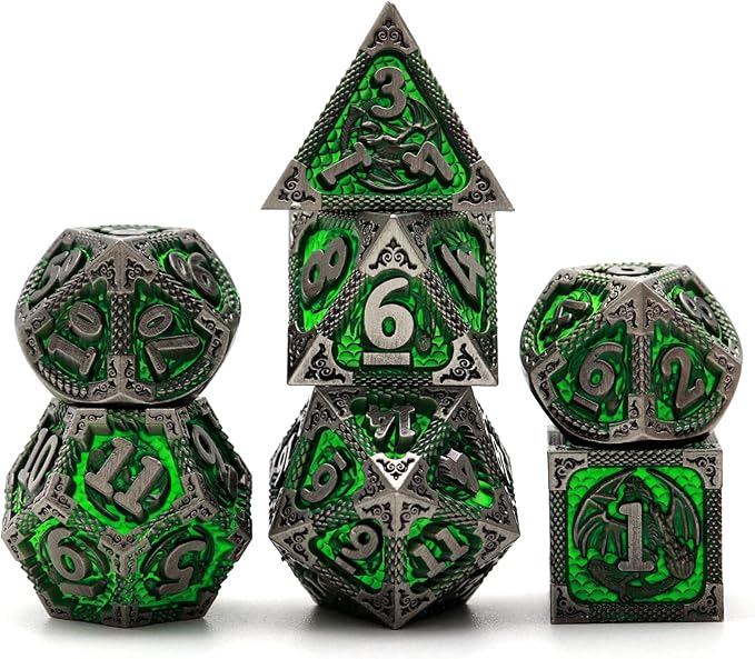 PJOY D&D Dice Set Metal DND Green Dice by PJOYDice