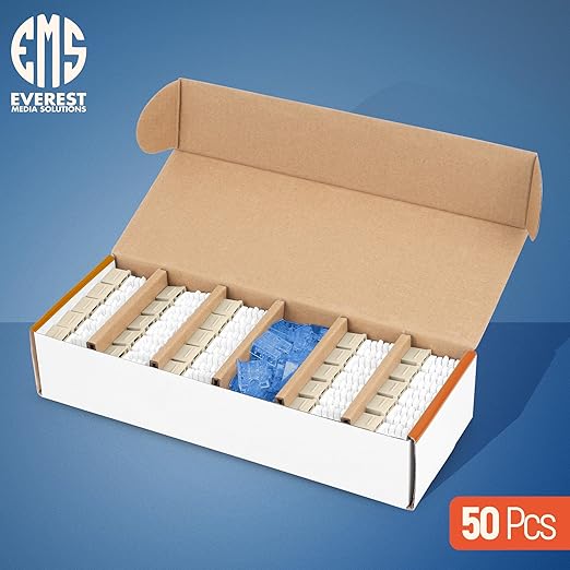 Everest 90° Angled RJ45 Cat5e Keystone Jacks 50-Pack in Ivory - Image 2