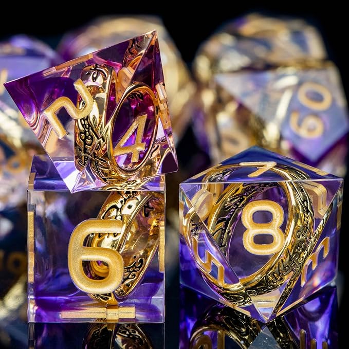 Magic Golden Ring DND Dice Set Sharp Edge Red Resin Dice - Image 7