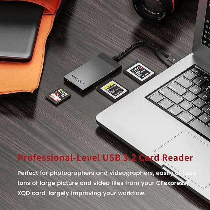 3-in-1 CFexpress/XQD/SD Card Reader USB C, VELOGK Dual-Slot USB 3.2 CFexpress - Image 4