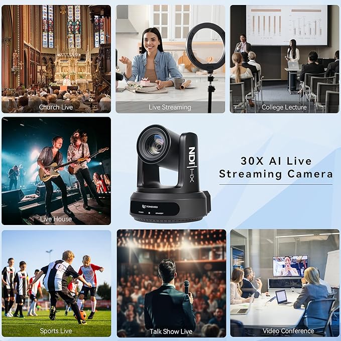 NDI AI Auto-Tracking IP PTZ Camera SDI/HDMI/USB3.0/LAN PoE 30X Optical + 16X - Image 7