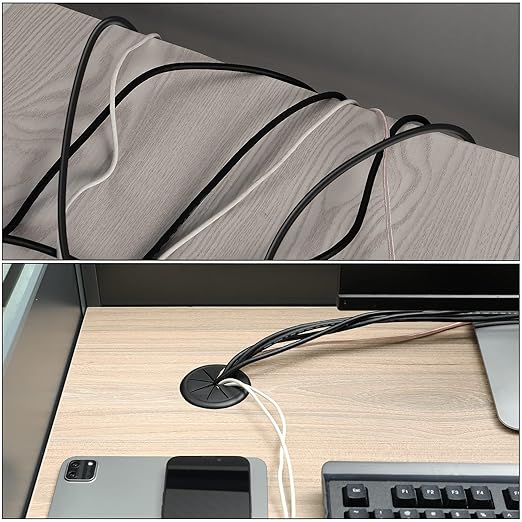 HYCC 2 Pack 2-3/8 Inch Flexible Desk Grommet, Organize Wires and Cables on - Image 6