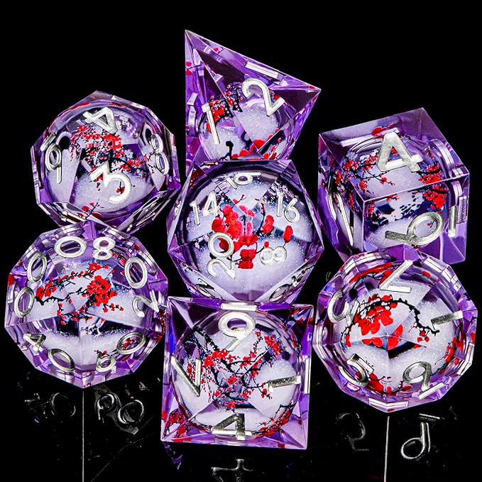 Plum Blossom DND Dice Purple Liquid Core Dice Set - Image 2