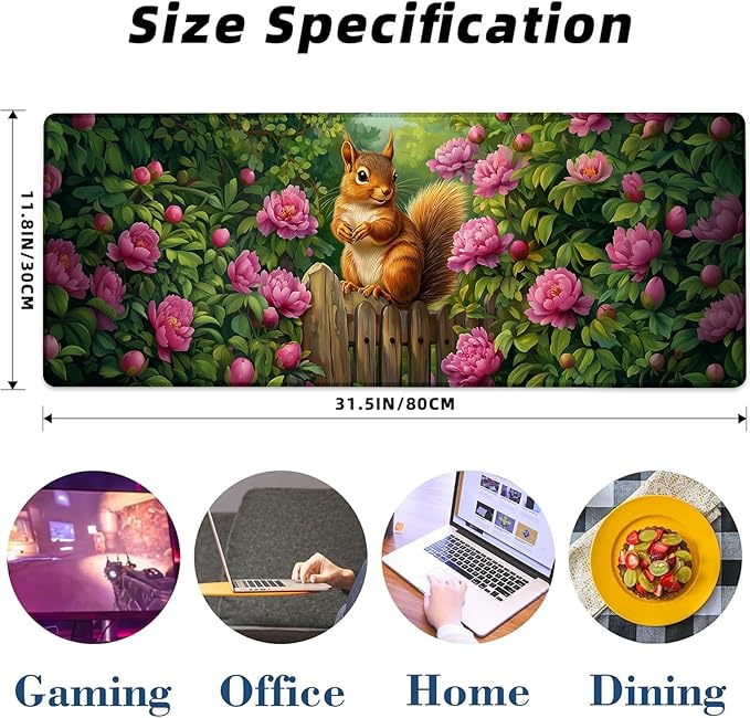 Squirrel Gaming Mouse Pad Extended Desk Computer Keyboard Laptop Mouse Pads - Image 3