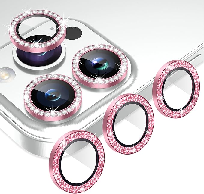 AGVEE 3+3 6 Pack for iPhone 14 Pro/Pro Max, Bling Diamond & Glitter Metal Ring by AGVEE