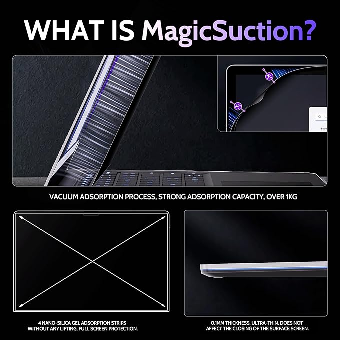 Privacy Screen for 13.8 Inch Surface Laptop 7, MagicSuction™ Removable Anti Spy - Image 3