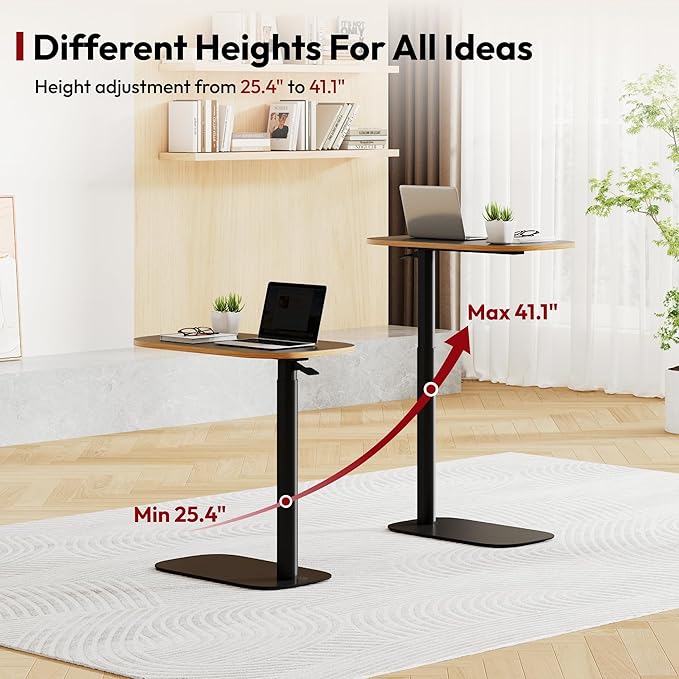 SANODESK Adjustable Overbed Bedside Table Pneumatic Adjustable Height Laptop - Image 5