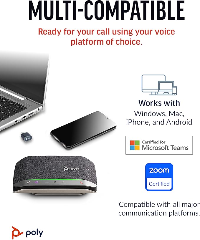 Poly Sync 20+ Personal Portable Bluetooth Speakerphone – Noise/Echo Reduction – - Image 7