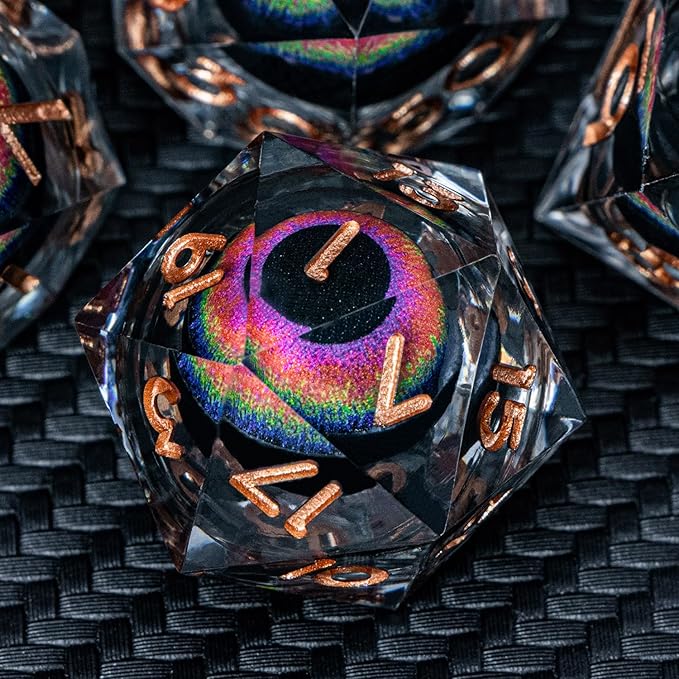 ARUOHHA DND Dragon Eye Dice Liquid Core Resin Sharp Edged Dice Set by ARUOHHA