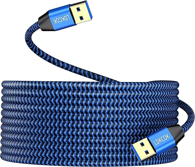 USB to USB Cable 20FT, Durable Braidedfor USB 3.0 Male to Male Type A to Type A by LDKCOK