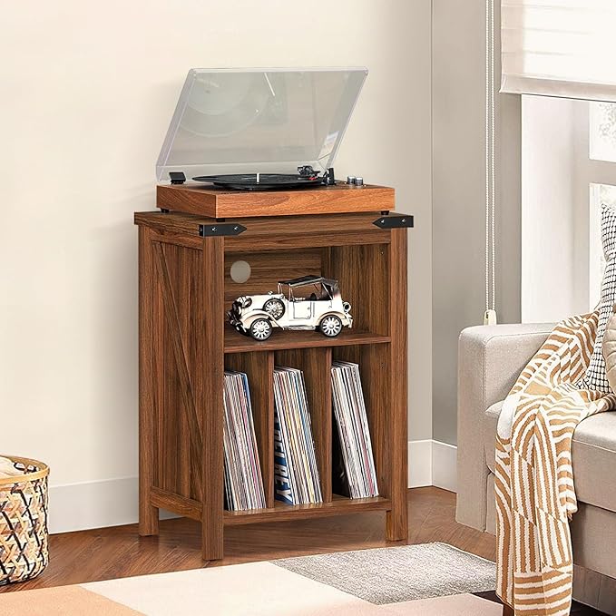 Record Player Stand with Vinyl Record Storage Holds up to 160 Albums, Large - Image 8