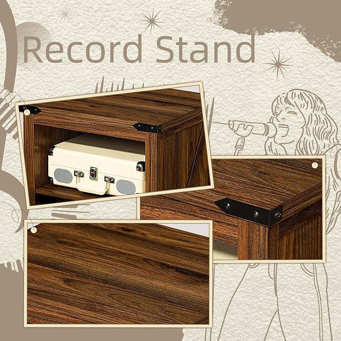 Record Player Stand with Vinyl Record Storage Holds up to 160 Albums, Large - Image 5