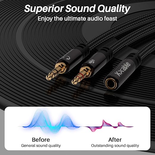 Headphone Splitter for Computer, 3.5mm Female to Dual 3.5mm Male Audio Splitter - Image 5