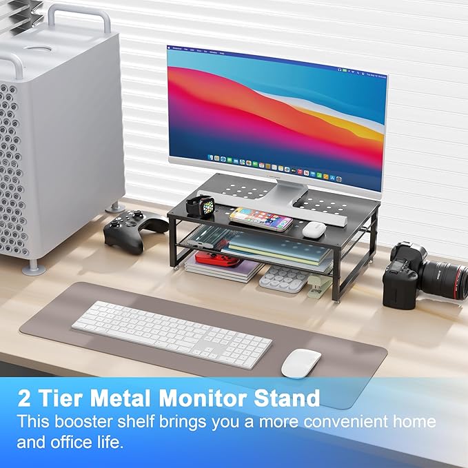 gianotter Desk Organizers and Accessories, 2-Tier Metal Monitor Stand Riser - Image 2