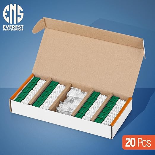 Everest 90° Angled RJ45 Cat6A Keystone Jacks 20-Pack in Green - Image 2