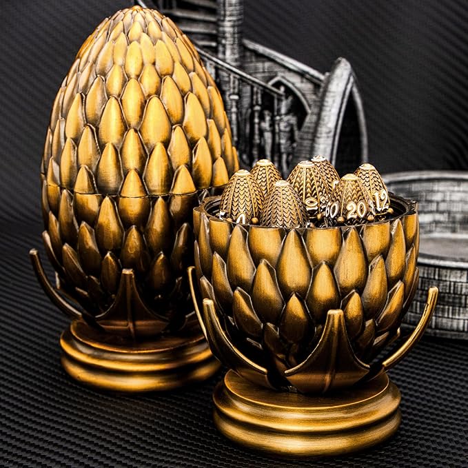 ARUOHHA DND Metal Dice Antique Gold Dragon Egg Dice - Image 3