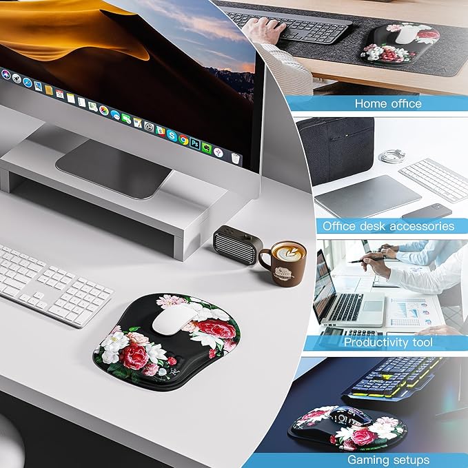 Mouse Pad with Wrist Rest, Ergonomic Mousepads with Wrist Support, Soft Lycra - Image 7