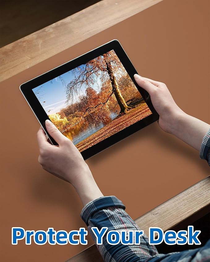 Leather Desk Pad Blotter, Mouse Pad, Office Desk Mat, Non-Slip PU Leather Desk - Image 4