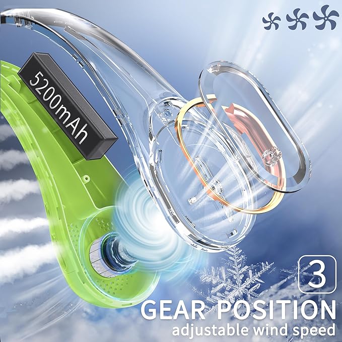 FrSara Bladeless Portable Neck Fan, 360° Surround Wind, Ultra-Quiet, USB - Image 4