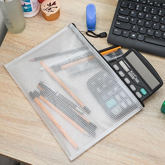 AUSTARK 10 Pcs Zipper File Bags, Waterproof Plastic Mesh Pouch - Image 5