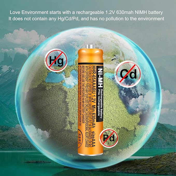 6 Pack HHR-65AAABU NI-MH Rechargeable Batteries 1.2V 630mAh AAA Battery - Image 4