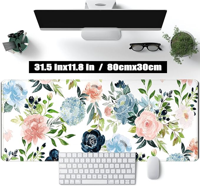 Gaming Green Desk Mat Desk Mouse Pads Purple Blue Pink Floral Mouse Pad Large - Image 2