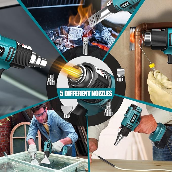 LIVOWALNY Cordless Heat Gun Compatible - 350W 122℉-1022℉ Adjustable Portable - Image 6