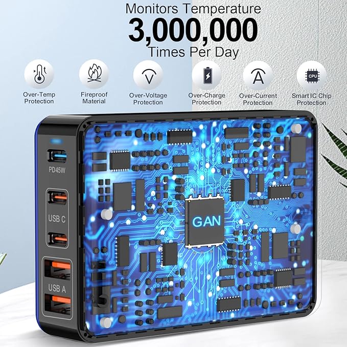 100W USB C Charger, 5 Port USB Tower Charging Hub Fast Charger - Image 7