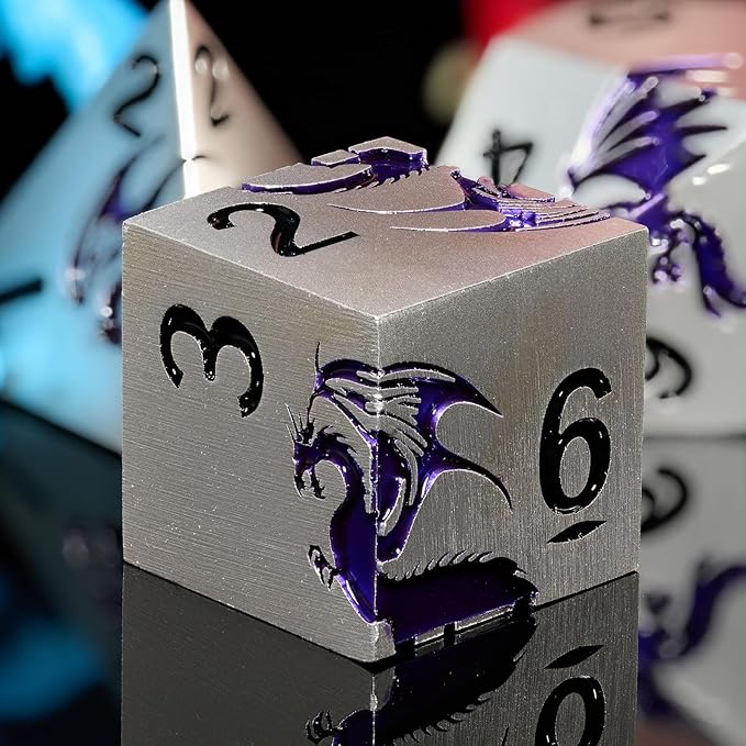 Purple Dragon Metal Dice HNCCESG 7 Piece Heavy Metallic D&D Dice Set - Image 2