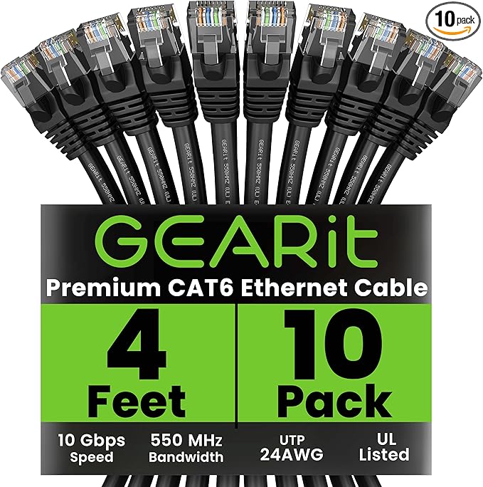 GearIT Cat 6 Ethernet Cable Cat6 Network Patch, Snagless Cord, Internet by GEARit