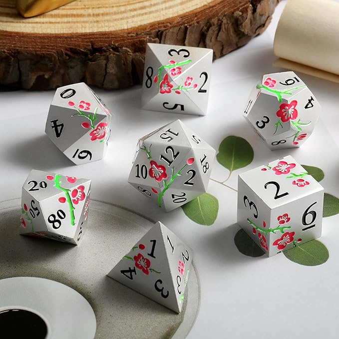 Metal DND Dice, DNDND 7 PCS Glow in The Dark Metallic D&D Dice Set - Image 6