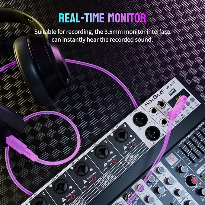 Professional Audio Mixer, 6 Channel Audio Interface Sound Board Mixing Console - Image 5