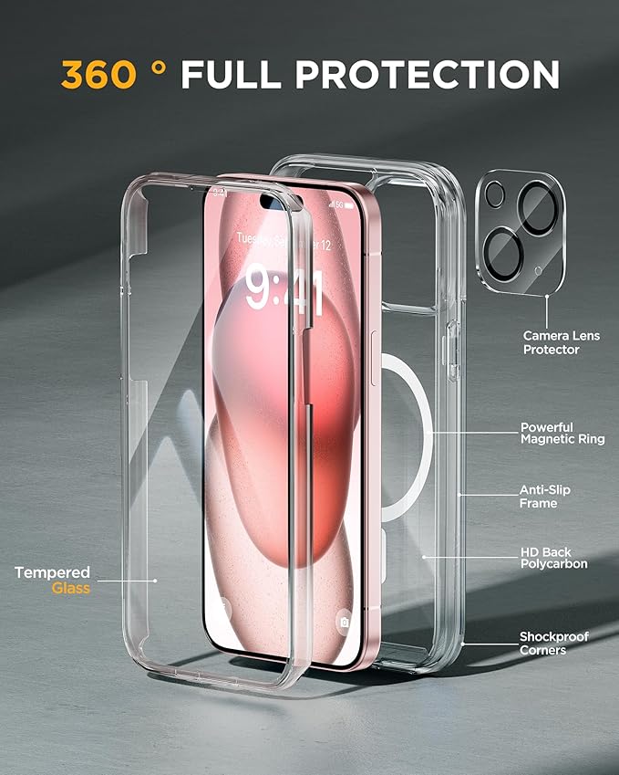 Miracase Glass Series for iPhone 15 Case Full-Body Magnetic Case - Image 3