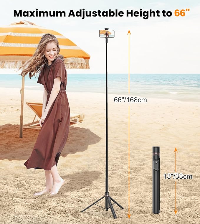 TONEOF 66" Automatic Tripod, Auto-Open Phone Tripod Stand - Image 3