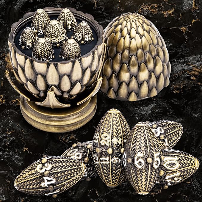 ARUOHHA DND Metal Dice Bronze Dragon Egg Dice by ARUOHHA