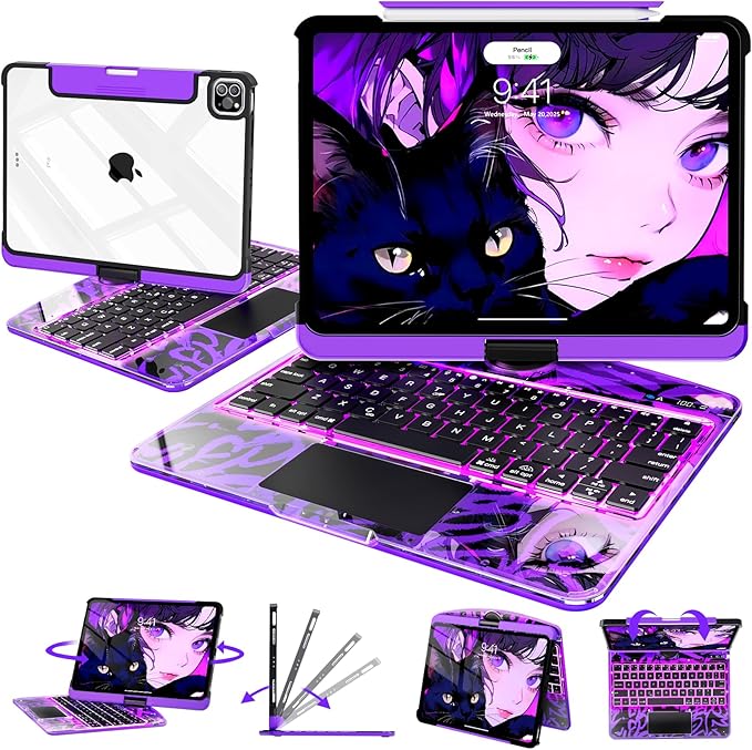 Intermerge for iPad 9th 10.2 inch Keyboard Case, 360° Transparent Multi-Touch - Image 9